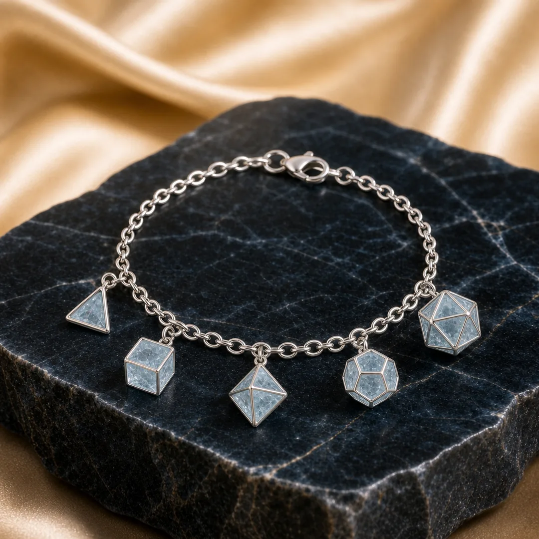 Polyhedral Dice Charm Bracelet
