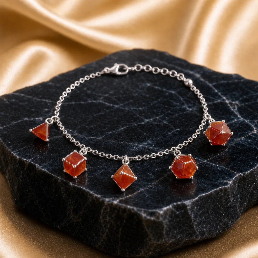Red Agate Polyhedral Dice Bracelet